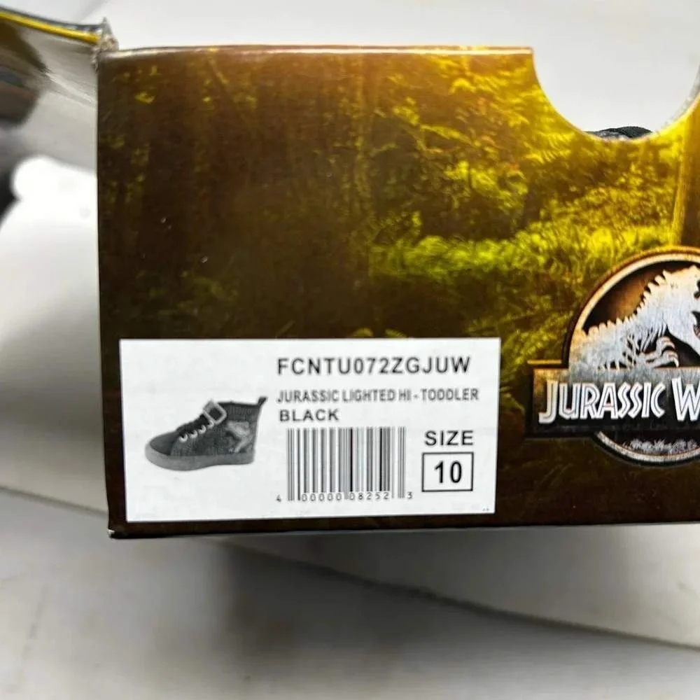 Jurassic World T-Rex Lighted High Top Sneakers Black Green Toddler Size 10